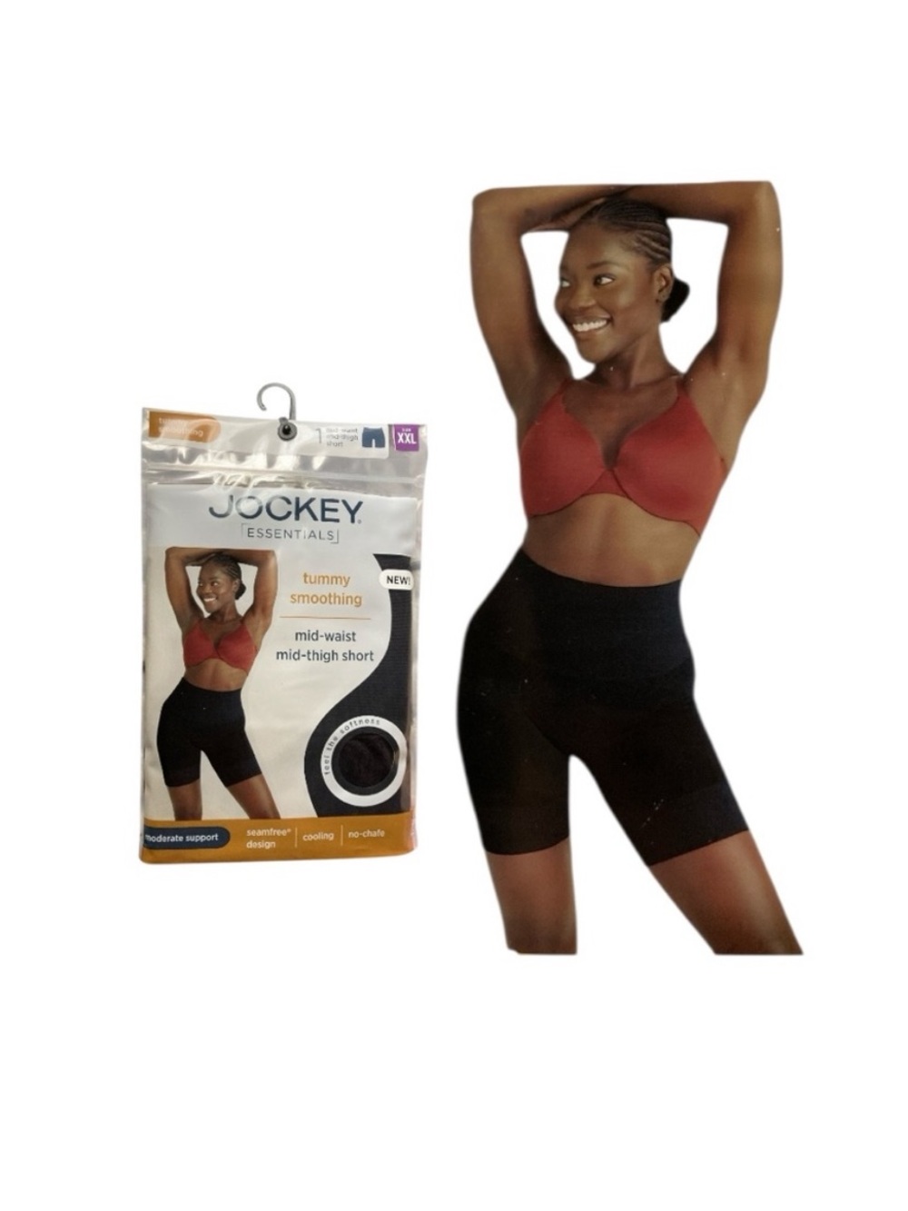 Jockey Black Mid-Thigh Tummy Smoothing Shapewear Short
